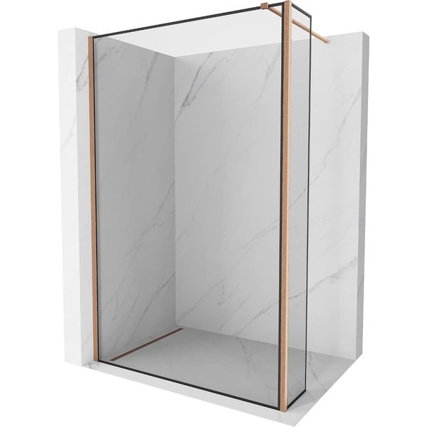 Mexen Kioto Parete Doccia Walk-In 110 X 40 Cm, Cornice Nera, Rame Spazzolato - 800-110-212-65-70-040-image