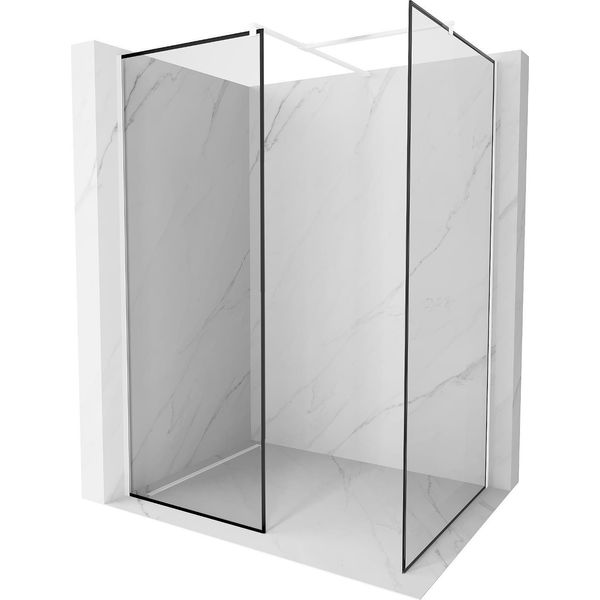 Mexen Kioto Parete Doccia Walk-In 160 X 110 Cm, Cornice Nera, Bianco - 800-160-202-20-70-110-image