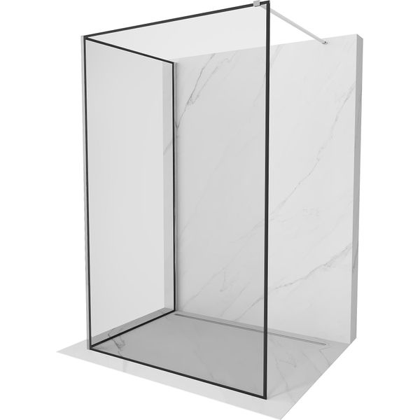 Mexen Kioto Parete Doccia Walk-In 140 X 100 Cm, Cornice Nera, Cromo - 800-140-212-01-70-100-image