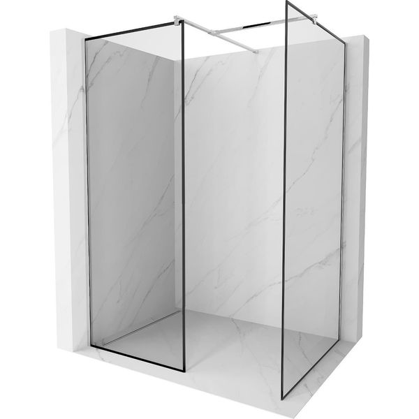 Mexen Kioto Parete Doccia Walk-In 160 X 90 Cm, Cornice Nera, Cromo - 800-160-202-01-70-090-image