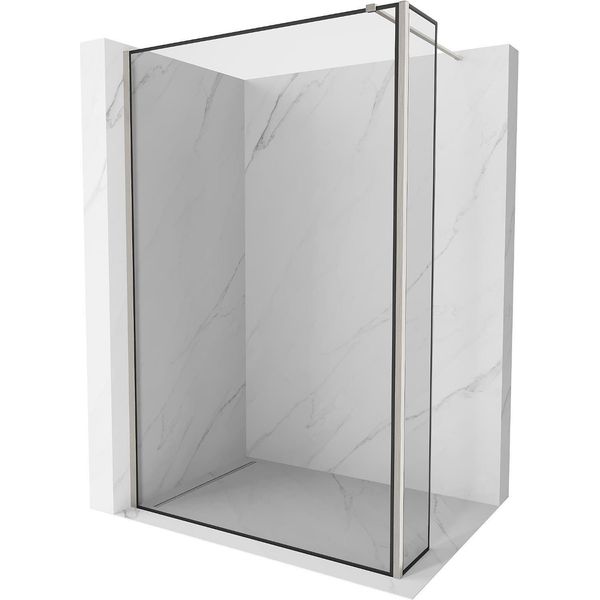 Mexen Kioto Parete Doccia Walk-In 120 X 40 Cm, Cornice Nera, Nichel Spazzolato - 800-120-212-97-70-040-image