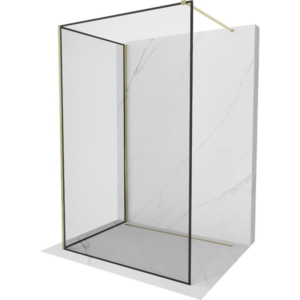 Mexen Kioto Parete Doccia Walk-In 130 X 70 Cm, Cornice Nera, Oro - 800-130-212-50-70-070-image