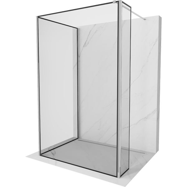 Mexen Kioto Parete Doccia Walk-In 130 X 110 X 40 Cm, Cornice Nera, Cromo - 800-130-110-221-01-70-040-image