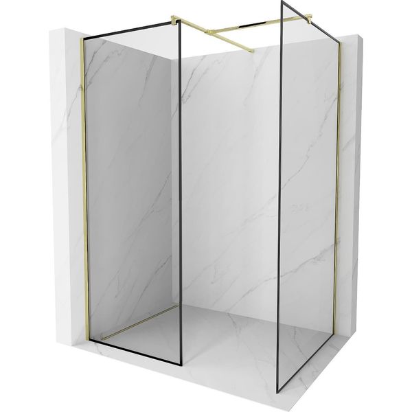 Mexen Kioto Parete Doccia Walk-In 160 X 110 Cm, Cornice Nera, Oro - 800-160-202-50-70-110-image