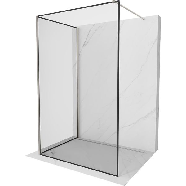Mexen Kioto Parete Doccia Walk-In 110 X 70 Cm, Cornice Nera, Nichel Spazzolato - 800-110-212-97-70-070-image