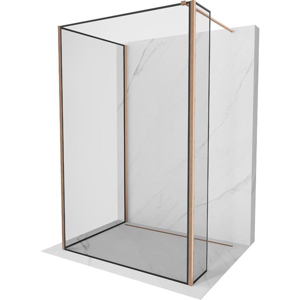 Mexen Kioto Parete Doccia Walk-In 130 X 100 X 30 Cm, Cornice Nera, Rame Spazzolato - 800-130-100-221-65-70-030-image