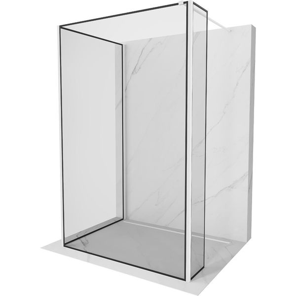 Mexen Kioto Parete Doccia Walk-In 140 X 80 X 30 Cm, Cornice Nera, Bianca - 800-140-080-221-20-70-030-image