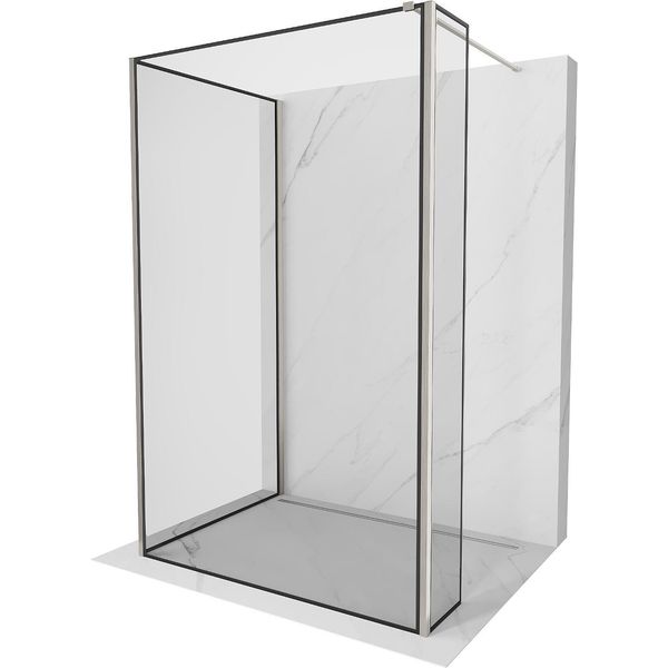 Mexen Kioto Parete Doccia Walk-In 100 X 90 X 40 Cm, Cornice Nera, Nichel Spazzolato - 800-100-090-221-97-70-040-image