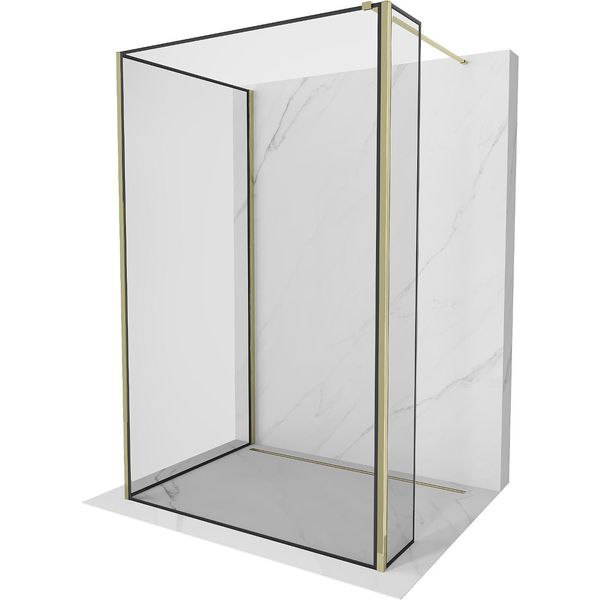 Mexen Kioto Parete Doccia Walk-In 140 X 80 X 30 Cm, Cornice Nera, Oro - 800-140-080-221-50-70-030-image