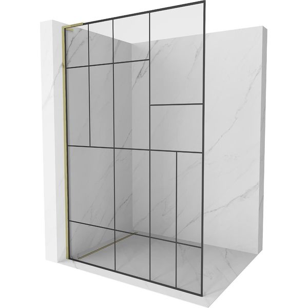 Mexen Kioto L Parete Doccia Walk-In 110 X 200 Cm, Motivo Nero, Dorato - 800-110-103-50-78-image