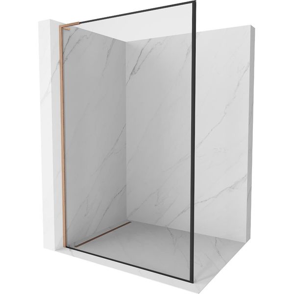 Mexen Kioto L Parete Doccia Walk-In 110 X 200 Cm, Cornice Nera, Rame Spazzolato - 800-110-103-65-70-image