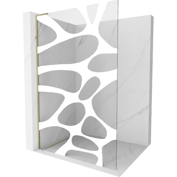 Mexen Kioto L Parete Doccia Walk-In 120 X 200 Cm, Onda Bianca, Oro - 800-120-103-50-97-image