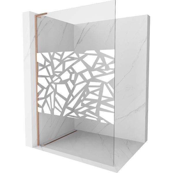 Mexen Kioto L Pannello Doccia Walk-In 120 X 200 Cm, Motivo Bianco, Rame Spazzolato - 800-120-103-65-85-image