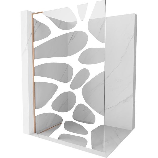Mexen Kioto L Parete Doccia Walk-In 120 X 200 Cm, Onda Bianca, Rame Spazzolato - 800-120-103-65-97-image