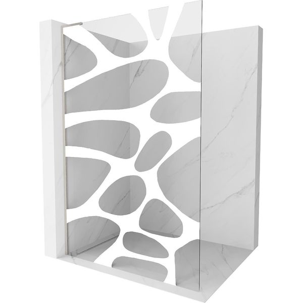 Mexen Kioto L Parete Doccia Walk-In 120 X 200 Cm, Onda Bianca, Nichel Spazzolato - 800-120-103-97-97-image