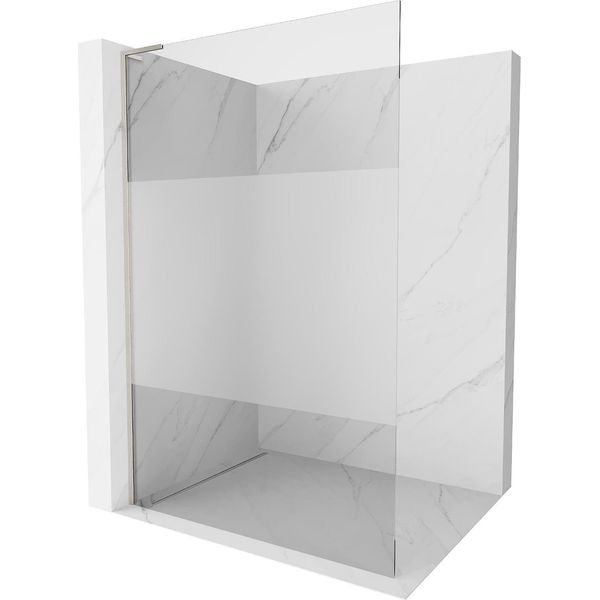 Mexen Kioto L Pannello Doccia Walk-In 120 X 200 Cm, Trasparente/Ghiaccio, Nichel Spazzolato - 800-120-103-97-35-image