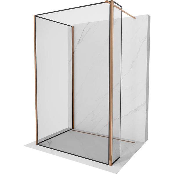 Mexen Kioto Parete Doccia Walk-In 140 X 100 X 30 Cm, Cornice Nera, Oro Rosa - 800-140-100-221-60-70-030-image