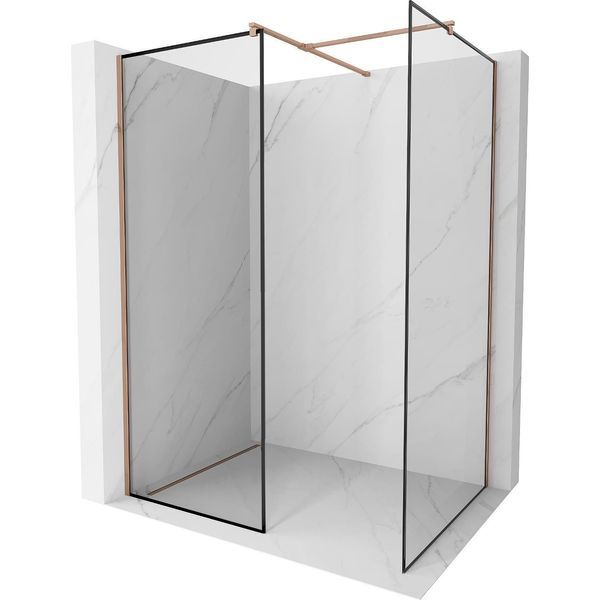 Mexen Kioto Parete Doccia Walk-In 120 X 120 Cm, Cornice Nera, Oro Rosa - 800-120-202-60-70-120-image