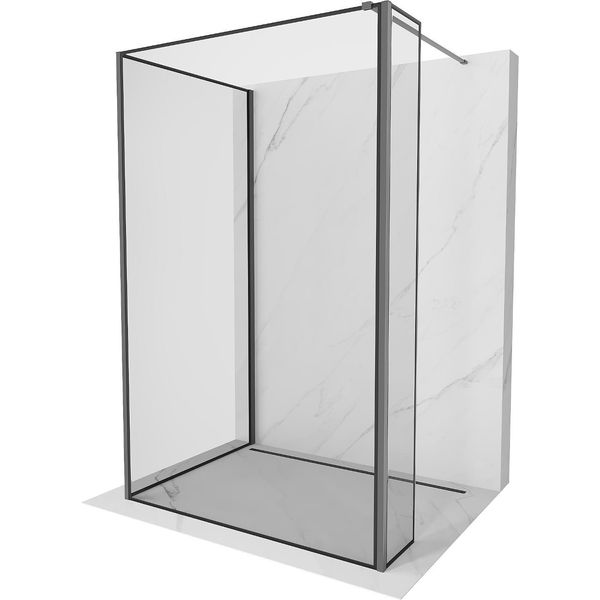 Mexen Kioto Pannello Doccia Walk-In 140 X 80 X 30 Cm, Cornice Nera, Gun Metal - 800-140-080-221-95-70-030-image