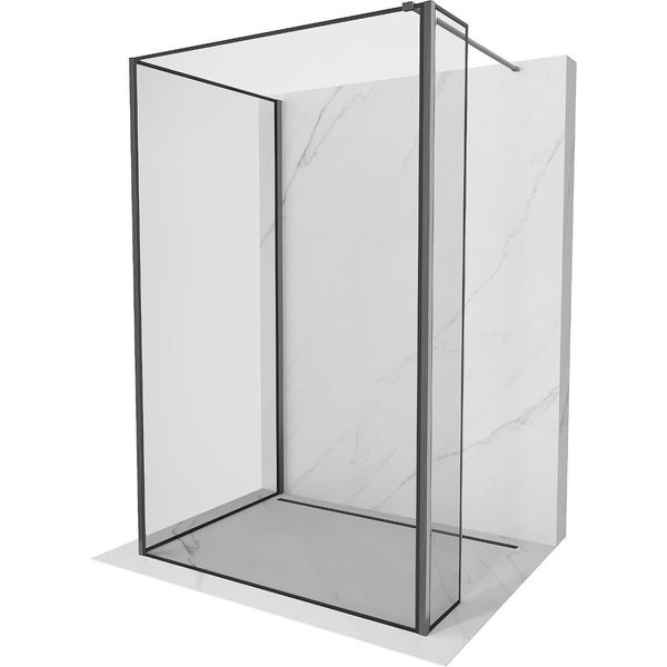 Mexen Kioto Parete Doccia Walk-In 110 X 110 X 30 Cm, Cornice Nera, Gun Gray Spazzolato - 800-110-110-221-66-70-030-image