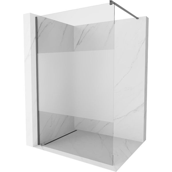 Mexen Kioto Parete Doccia Walk-In 100 X 200 Cm, Trasparente/Brina 8 Mm, Gun Metal - 800-100-101-95-35-image
