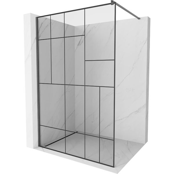 Mexen Kioto Parete Doccia Walk-In 110 X 200 Cm, Motivo Nero 8 Mm, Grigio Canna Di Fucile Spazzolato - 800-110-101-66-78-image