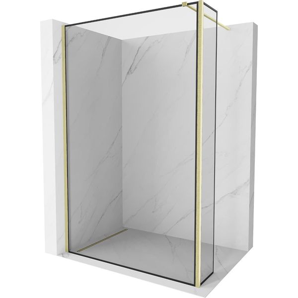 Mexen Kioto Parete Doccia Walk-In 130 X 40 Cm, Cornice Nera, Oro Spazzolato - 800-130-212-55-70-040-image