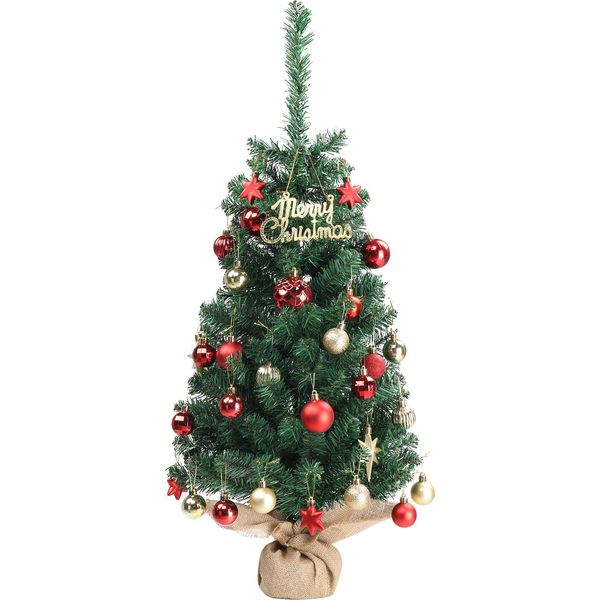 Albero Di Natale Artificiale 90Cm 100 Rami, Base In Cotone E Lino, Materiale Pvc, Albero Di Natale, Verde-image
