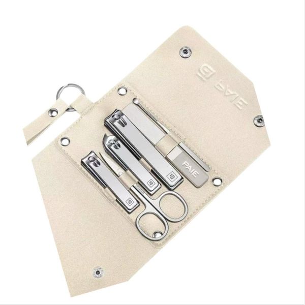 Inf Set Manicure 6 Pezzi Con Cinturino E 3 Tagliaunghie - Kit Toelettatura Acciaio Inox D'argento-image