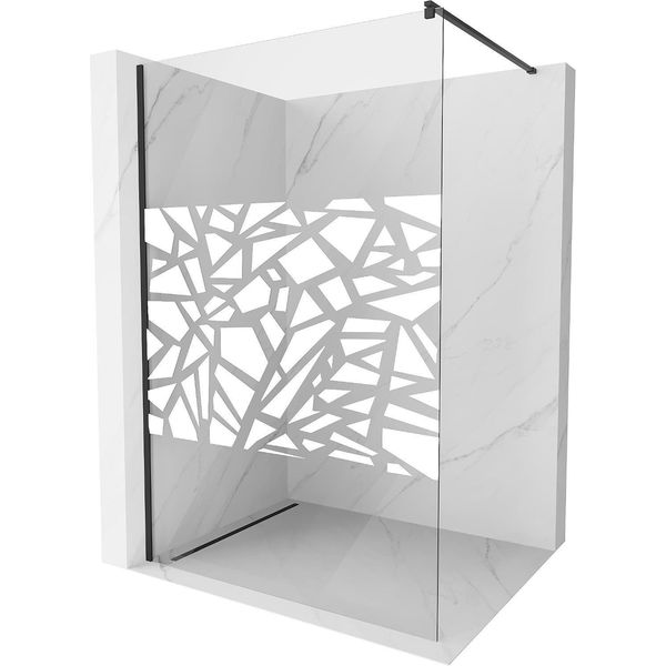 Mexen Kioto Parete Doccia Walk-In 120 X 200 Cm, Motivo Bianco 8 Mm, Nero - 800-120-101-70-85-image