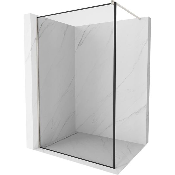Mexen Kioto Parete Doccia Walk-In 120 X 200 Cm, Cornice Nera 8 Mm, Nichel Spazzolato - 800-120-101-97-70-image