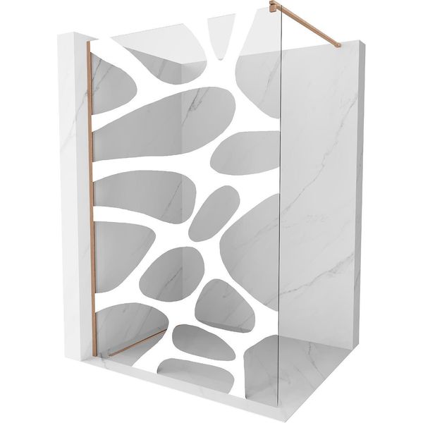 Mexen Kioto Parete Doccia Walk-In 130 X 200 Cm, Onda Bianca 8 Mm, Rame Spazzolato - 800-130-101-65-97-image