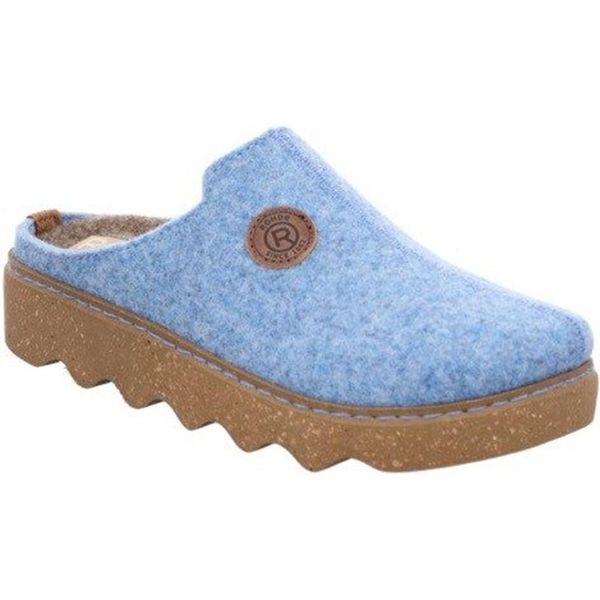 Rohde Pantofola Da Donna Pantofola In Feltro Suola Piattaforma Solette Sciolte Foggia-D 6120, Taglia:37 Eu, Colore:Blu-image
