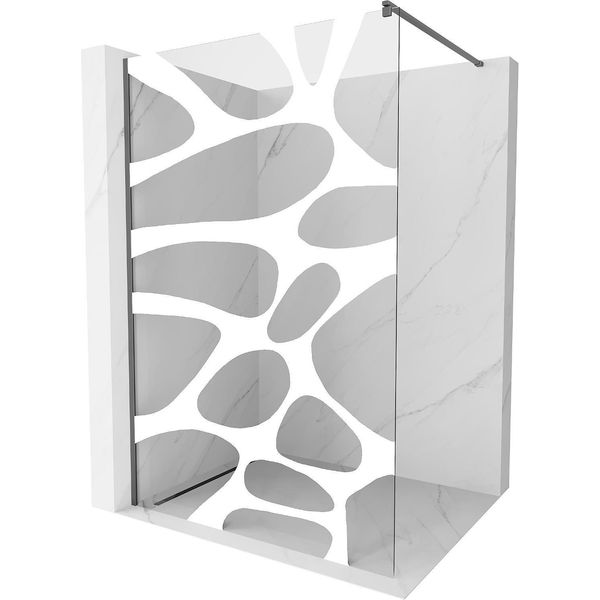 Mexen Kioto Parete Doccia Walk-In 90 X 200 Cm, Onda Bianca 8 Mm, Gun Metal - 800-090-101-95-97-image