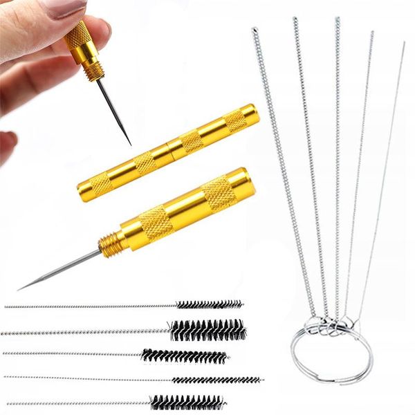Rosfix Set Di Aghi Per La Pulizia E Ago Per Piercing In Oro – 5 Spazzole Metalliche Per Pistole A Spruzzo | 0,5 – 1,4 Mm | Durevoli, Antiruggine-image