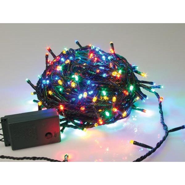 Sparkle Light Led - 20 M - 300 Lampade Multicolor - Filo Verde - Modulatore-image