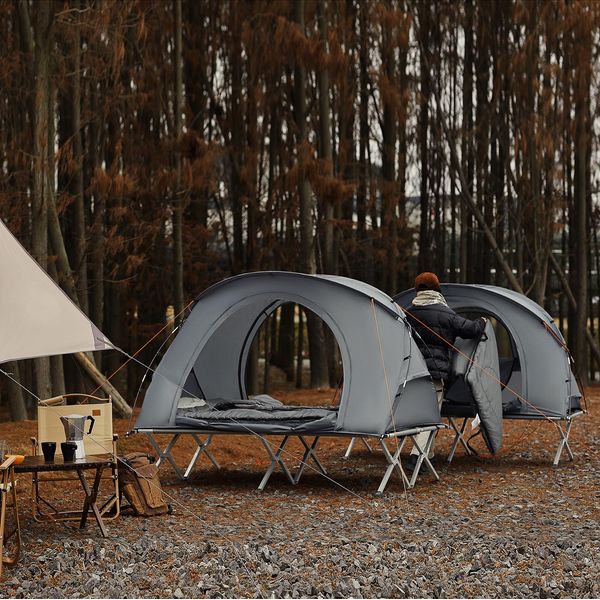 Sobuy OGS60 Lettino Da Campeggio Con Tenda Lancio Tenda Lettino Da Campeggio 4In1 Con Lettino Da Campeggio Sacco A Pelo Materasso E Accessori Tenda-image