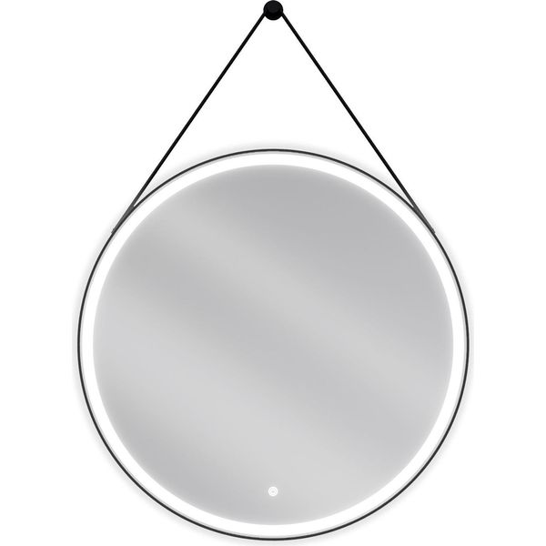 Mexen Reni Specchio Da Bagno Illuminato, Rotondo 80 Cm, Led 6000K, Antiappannamento, Cornice Nera - 9812-080-080-611-70-image