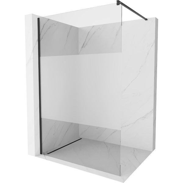 Mexen Kioto Parete Doccia Walk-In 100 X 200 Cm, Trasparente/Satinato 8 Mm, Nero - 800-100-101-70-35-image