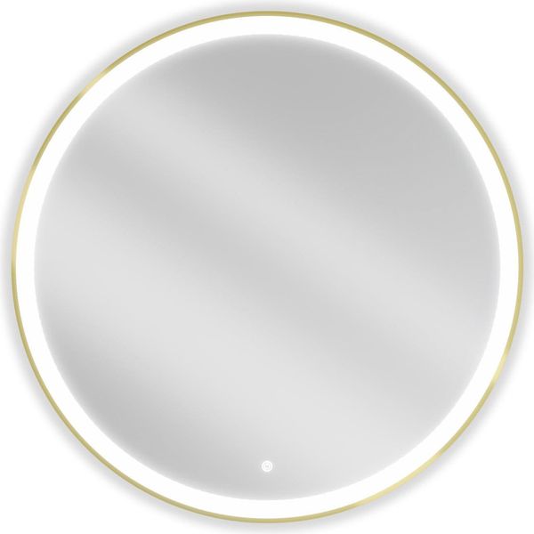 Mexen Esso Specchio Da Bagno Retroilluminato, Rotondo 90 Cm, Led 6000K, Antiappannamento, Cornice Dorata - 9825-090-090-611-50-image