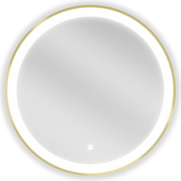 Mexen Esso Specchio Da Bagno Illuminato, Rotondo 60 Cm, Led 6000K, Antiappannamento, Cornice Dorata - 9825-060-060-611-50-image