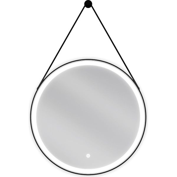 Mexen Reni Specchio Da Bagno Retroilluminato, Rotondo 60 Cm, Led 6000K, Antivapore, Cornice Nera - 9812-060-060-611-70-image