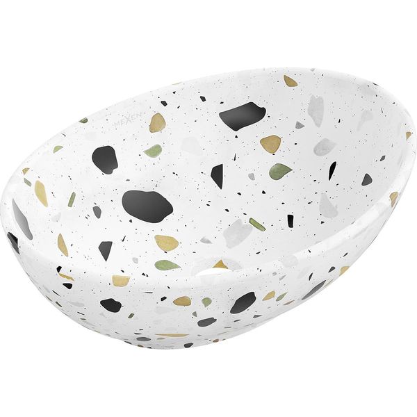 Mexen Elza Lavabo Da Appoggio 40 X 33 Cm, Pietra Bianca Terrazzo - 21014083-image
