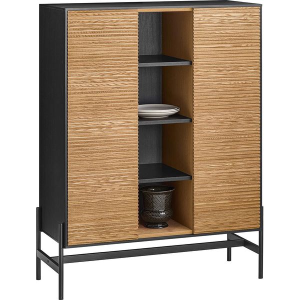 Sobuy HFSB04-SCH Credenza Armadio Da Cucina Cassettiera Armadio Da Corridoio Buffet Scarpiera Cassettiera Da Cucina Armadio Portaoggetti Wd Nero Circa 92X119X40Cm-image
