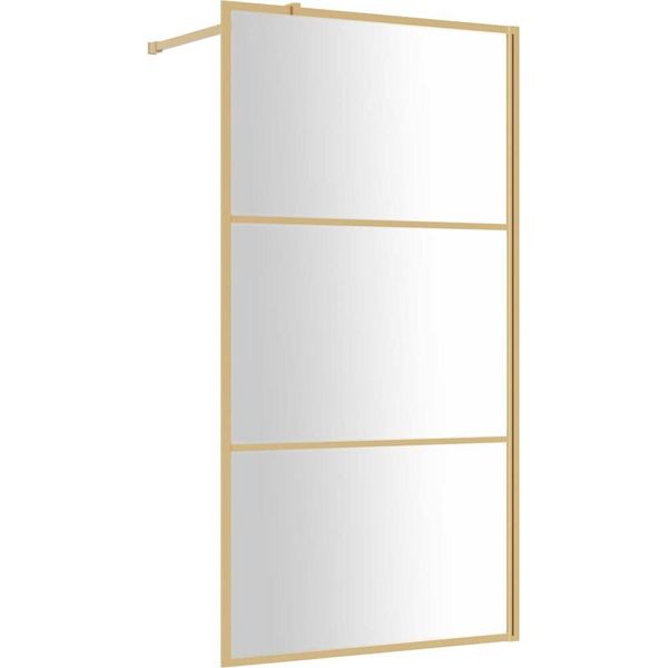 Vidaxl Schermo Doccia Per Cabina Doccia Esg Vetro Trasparente Golden 115X195Cm-image