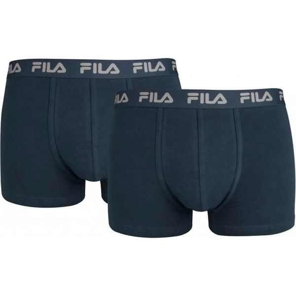 Boxer Fila Uomo 2-Pack - Cintura Con Logo, Urban, Cotone Elasticizzato, Monocolore Navy M-image