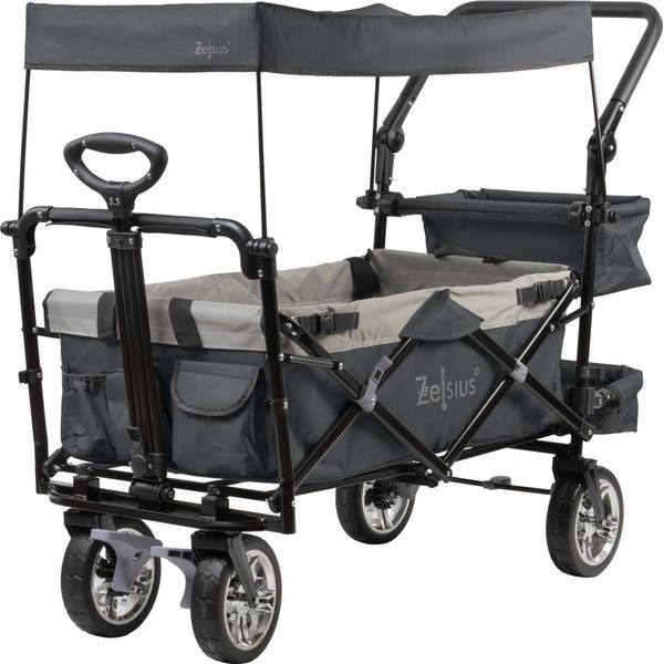 Carrello Pieghevole Zelsius Con Tetto, Grigio, Carrello Di Trasporto Con Sistema A Cinghie, Carrello Pieghevole-image