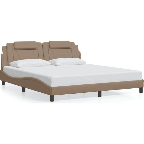 Vidaxl "Viana"" Struttura Letto Senza Materasso Cappuccino-Marrone 180X200 Cm In Ecopelle"-image
