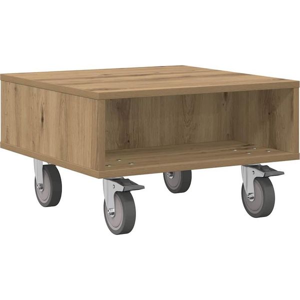 Syfax™ Tavolino Con Ruote Rovere Artigianale 50,5 X 50 X 30 Cm-image