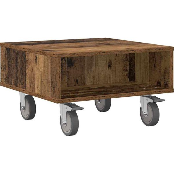Syfax™ Tavolino Con Ruote Legno Vecchio 50,5 X 50 X 30 Cm-image